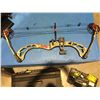 Image 1 : RALLY PSE LEFT-HANDED COMPOUND BOW WITH 5 ARROWS AND CASE - CAMO COLOURED SET. HAS SIGHTS.