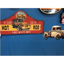 HOT ROD' SIGN APPROX 32" WIDE AND METAL PICKUP SIGN APPROX 19"