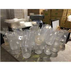 TABLE LOT OF ASSTD PLASTIC PITCHERS - VARIOUS SIZES