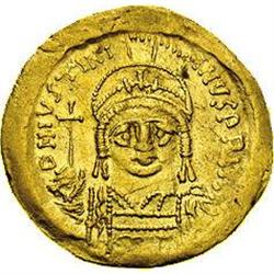 Justinian I. A.D. 527-565. AV solidus (20 mm, 4.34 g). Justinian I.