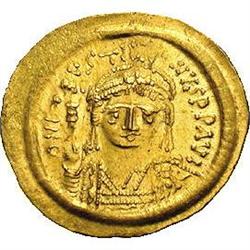 Justin II. A.D. 565-578. AV solidus (22 mm, 4.46 g). Co Justin II.