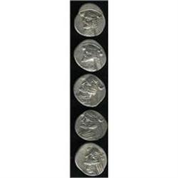 Lot of five Parthian drachms of Orodes II, 57-38 B.C. A Lot of five Parthian drachms of Orodes II, 5