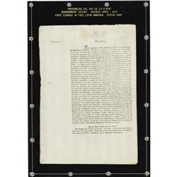 Coinage Degree for First Coinage in Free Latin America- Coinage Decree for First Coinage in Free Lat