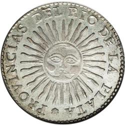 Rio de la Plata. 4 Soles 1832RA-P, KM22, coin alignment Rio de la Plata. 4 Soles 1832RA-P, 