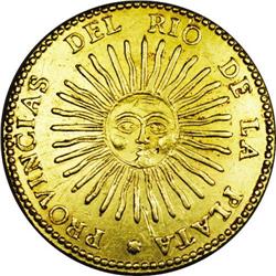 Rio de la Plata. Gold 8 Escudos 1831/0 RA-P, KM21, lust Rio de la Plata. Gold 8 Escudos 1831/0 RA-P,