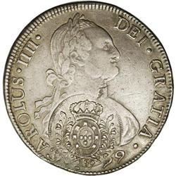 Minas Gerais. 960 Reis (1808) , Crowned shield over 960 Minas Gerais. 960 Reis (1808) , Crowned shie