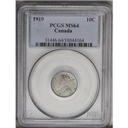 George V 10 Cents 1919, KM23, MS64 PCGS, sharply struck George V 10 Cents 1919,