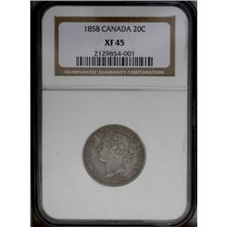 Victoria 20 Cents 1858, KM4, NGC Graded XF45, this is a Victoria 20 Cents 1858,