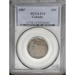 Victoria 25 Cents 1887, KM5, PCGS F15 Victoria 25 Cents 1887,