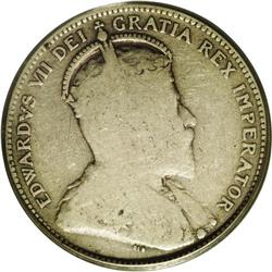 Edward VII 25 Cents 1906 "SMALL CROWN", KM11, very plea Edward VII 25 Cents 1906 SMALL CROWN,