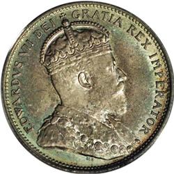 Edward VII 25 Cents 1909, KM11, MS64 PCGS, a superb coi Edward VII 25 Cents 1909,