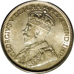 George V 25 Cents 1921, KM2a, AU58 PCGS George V 25 Cents 1921,