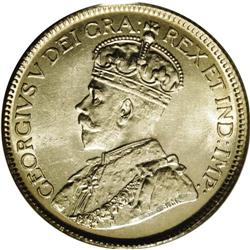 George V 25 Cents 1927, KM24a, MS64 PCGS, this is a fro George V 25 Cents 1927,