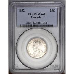 George V 25 Cents 1932, KM24a, MS62 PCGS George V 25 Cents 1932,