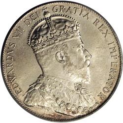 Edward VII 50 Cents 1909, KM12 MS62 PCGS, a evenly tone Edward VII 50 Cents 1909,