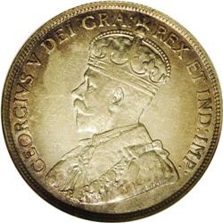 George V 50 Cents 1914, KM25, AU50 NGC, somewhat weak o George V 50 Cents 1914, 