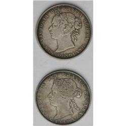 Victoria 50 Cents1870 w/LCW, KM6, VF and Newfoundland V Newfoundland Victoria 50 Cents 1870 w/LCW,