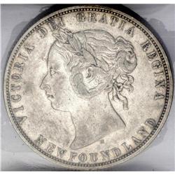 Newfoundland Victoria 50 Cents 1872H, KM6, VF20 ICCS (I Newfoundland Victoria 50 Cents 1872H,