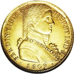 Ferdinand VII gold 8 Escudos 1809-FJ, Imaginary Milita Ferdinand VII gold 8 Escudos 1809-FJ,