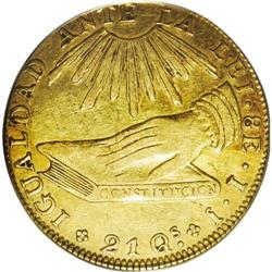 Republic gold 8 Escudos 1836-IJ, KM93, XF45 PCGS, a nic Republic gold 8 Escudos 1836-IJ, 