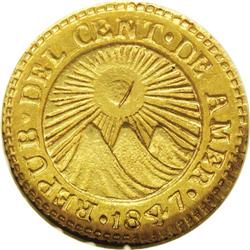 Central American Republic gold 1/2 Escudo 1847CR-JB, KM Central American Republic gold 1/2 Escudo 18