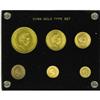 Image 1 : A six-piece gold set as follows: Peso 1915, KM16, UNC; A six-piece gold set as follows: