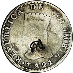Republic Countermarked Coinage, KM10, Colombia-Cundinam Republic Countermarked Coinage, 