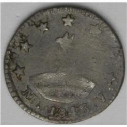 Republic 1/4 Real 1843-MV-A, KM26, VF details where str Republic 1/4 Real 1843-MV-A, 