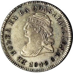 Republic 1/2 Real 1848-GJ, KM35, choice AU-UNC, lightly Republic 1/2 Real 1848-GJ, 