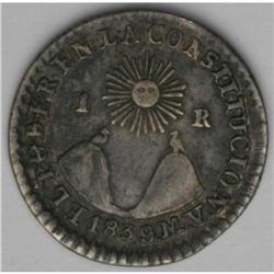 Republic Real 1839-MV, KM17, toned VF, a nice original Republic Real 1839-MV, 