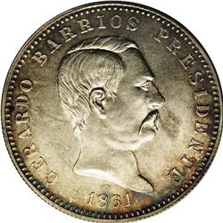Republic Silver Pattern Peso 1861, KM-Pn3, reeded edge, Republic Silver Pattern Peso 1861, 