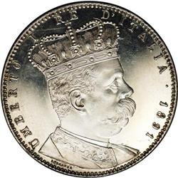 Umberto I of Italy 5 Lire/Tallero 1891, KM4, choice Pro Umberto I of Italy 5 Lire/Tallero 1891, 
