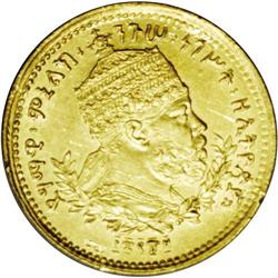 Menelik II gold 1/2 Werk EE1889 (1897), KM17, nice lust Menelik II gold 1/2 Werk EE1889 (1897), 