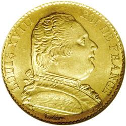 Louis XVIII gold 20 Francs 1814A, KM-706.1, Fr-525, MS6 Louis XVIII gold 20 Francs 1814A,
