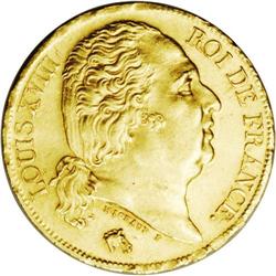 Louis XVIII gold 20 Francs 1818W, KM712.1, Fr-538, MS63 Louis XVIII gold 20 Francs 1818A,
