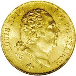 Louis XVIII gold 40 Francs 1816A, KM713.1, Fr-532, MS62 Louis XVIII gold 40 Francs 1816A,