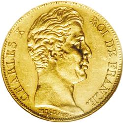 Charles X gold 20 Francs 1827A, KM726.1, Fr-549, MS61 N Charles X gold 20 Francs 1827A,