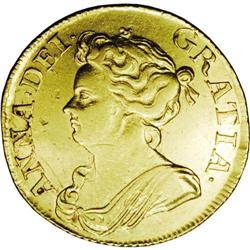 Queen Anne guinea, 1713.S-3574. About XF, some noticeab Queen Anne guinea, 1713. 