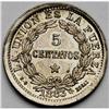 Image 2 : Republic Pattern 5 Centavos 1883, KM-E6, nice toned Pro Republic Pattern 5 Centavos 1883, 