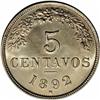 Image 2 : Republic 5 Centavos 1892H, KM171, MS63 NGC, lightly ton Republic 5 Centavos 1892H, 