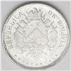 Republic Boliviano 1871-ER, KM155.3, eleven stars, nice Republic Boliviano 1871-ER, 