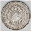 Republic Boliviano 1877-FE, KM160, nice toned VF+, scar Republic Boliviano 1877-FE, 