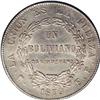 Image 2 : Republic Boliviano 1879-FE, KM160.2, MS61 NGC, nicely s Republic Boliviano 1879-FE, 