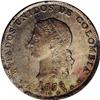 Republic 5 Decimos 1876 Medellin, KM153.5, AU58 NGC, li Republic 5 Decimos 1876 Medellin, 