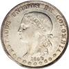 Republic 5 Decimos 1886/6 Medellin, KM161.2a, AU55 NGC, Republic 5 Decimos 1886/6 Medellin, 