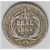 Image 1 : Republic 1/4 Real - Two Dates, KM130, 1864, toned VF, s Republic 1/4 Real - Two Dates, 