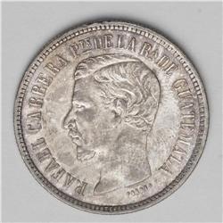 Republic 2 Reales 1860R, KM134, choice toned AU, very s Republic 2 Reales 1860R, 