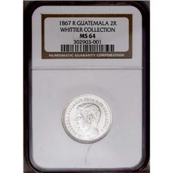 Republic 2 Reales 1867R, KM142, MS64 NGC, extremely att Republic 2 Reales 1867R, 