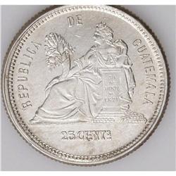 Republic 25 Centavos 1881E, KM205.1, UNC, bold details, Republic 25 Centavos 1881E, 