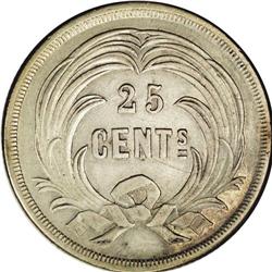 Republic 25 Centavos 1882, KM206, XF40 NGC, nice Republic 25 Centavos 1882, 